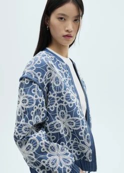 MANGO Kurtki*Kurtka z bawełny z kwiatowym haftem