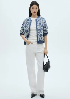 MANGO Kurtki*Kurtka z bawełny z kwiatowym haftem