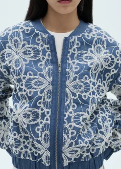 MANGO Kurtki*Kurtka z bawełny z kwiatowym haftem