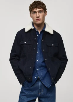MANGO Kurtki I Koszule Wierzchnie*Kurtka z denimu z kołnierzem z baranka