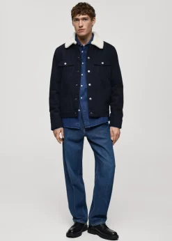 MANGO Kurtki I Koszule Wierzchnie*Kurtka z denimu z kołnierzem z baranka