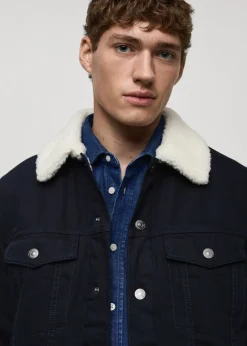 MANGO Kurtki I Koszule Wierzchnie*Kurtka z denimu z kołnierzem z baranka