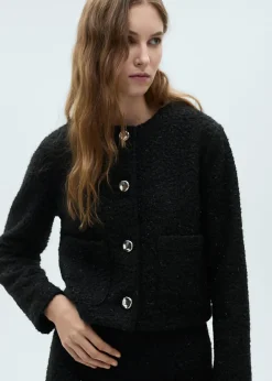 MANGO Kurtki*Kurtka z dzianiny bouclé z błyszczącym wykończeniem