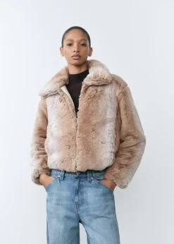 MANGO Płaszcze|Kurtki*Kurtka z imitacji futra z klapami