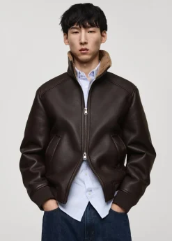 MANGO Kurtki I Koszule Wierzchnie|Płaszcze*Kurtka z imitacji skóry podszyta kożuszkiem