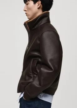 MANGO Kurtki I Koszule Wierzchnie|Płaszcze*Kurtka z imitacji skóry podszyta kożuszkiem