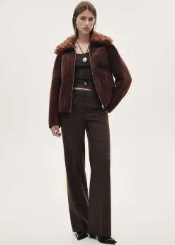 MANGO Płaszcze|Kurtki*Kurtka z imitacji zamszu z kołnierzem z baranka