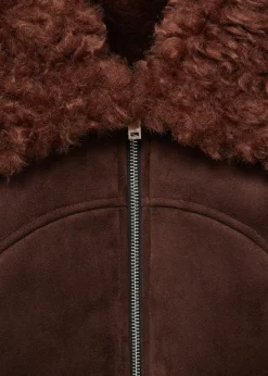 MANGO Płaszcze|Kurtki*Kurtka z imitacji zamszu z kołnierzem z baranka