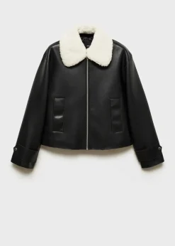 MANGO Kurtki*Kurtka z odpinanym kołnierzem z baranka