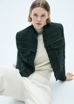 MANGO Kurtki*Kurtka z tweedu z wysokim kołnierzem