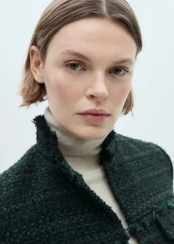 MANGO Kurtki*Kurtka z tweedu z wysokim kołnierzem