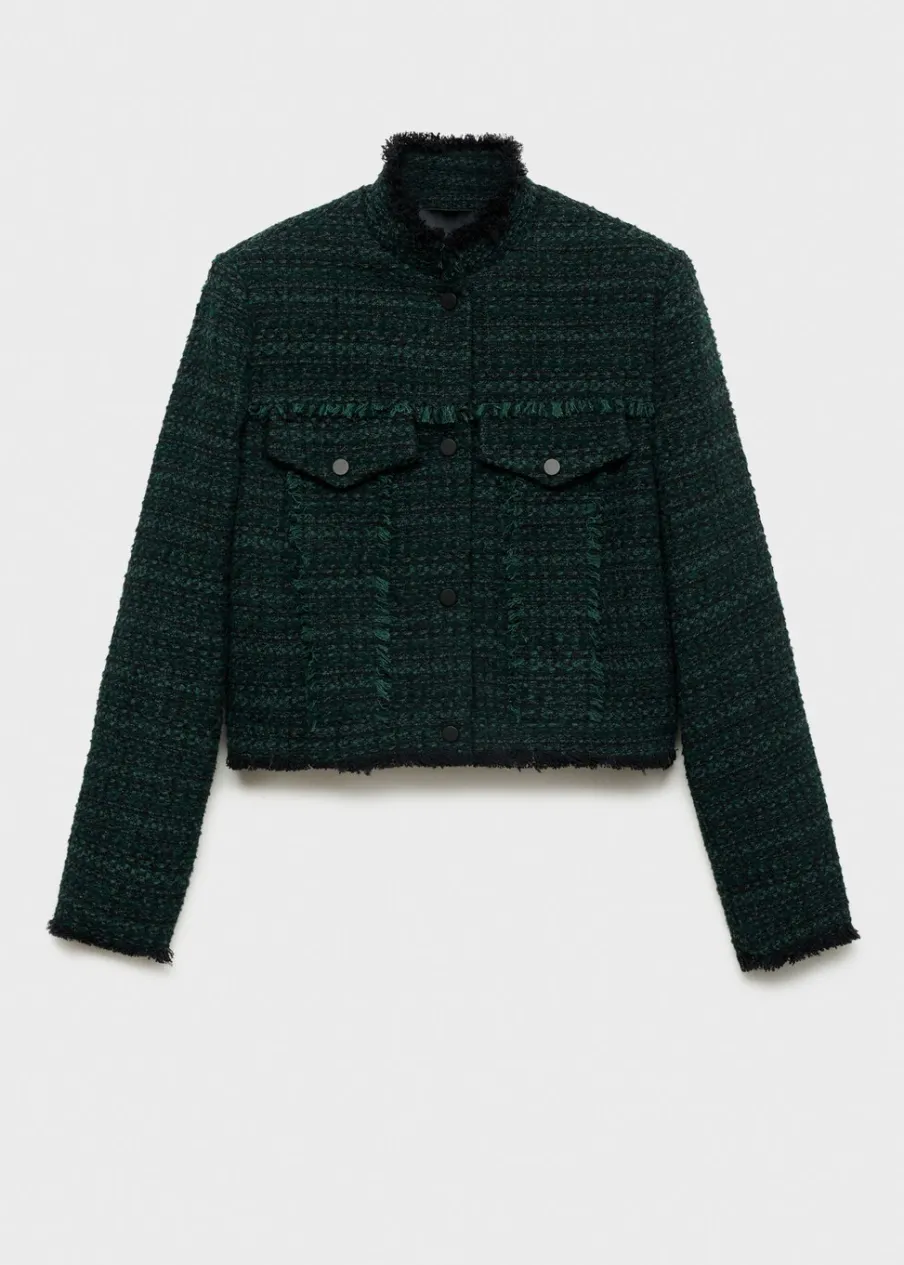 MANGO Kurtki*Kurtka z tweedu z wysokim kołnierzem