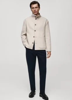 MANGO Kurtki I Koszule Wierzchnie*Kurtka z wełny handmade z kołnierzem kominowym