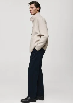 MANGO Kurtki I Koszule Wierzchnie*Kurtka z wełny handmade z kołnierzem kominowym