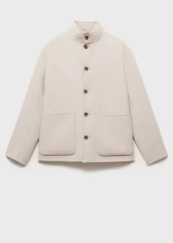 MANGO Kurtki I Koszule Wierzchnie*Kurtka z wełny handmade z kołnierzem kominowym