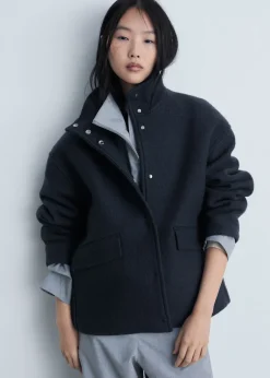 MANGO Kurtki*Kurtka z wełny z wysokim kołnierzem