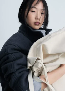 MANGO Kurtki*Kurtka z wełny z wysokim kołnierzem