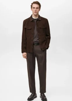 MANGO Kurtki I Koszule Wierzchnie|Skóra*Kurtka z zamszowej skóry z kieszeniami