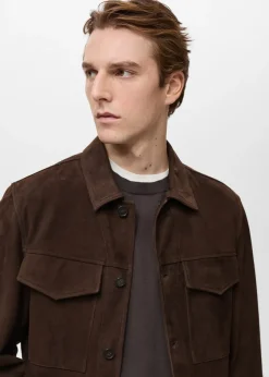 MANGO Kurtki I Koszule Wierzchnie|Skóra*Kurtka z zamszowej skóry z kieszeniami