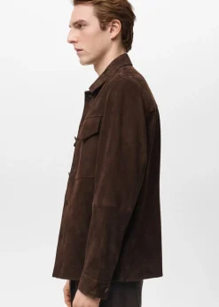 MANGO Kurtki I Koszule Wierzchnie|Skóra*Kurtka z zamszowej skóry z kieszeniami