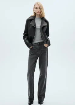 MANGO Płaszcze|Kurtki*Kurtka ze sztucznej skóry z kożuszkiem