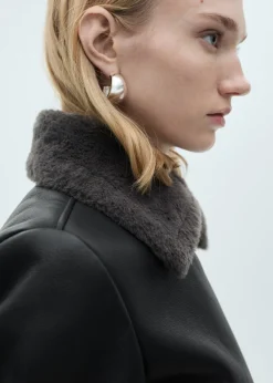 MANGO Płaszcze|Kurtki*Kurtka ze sztucznej skóry z kożuszkiem