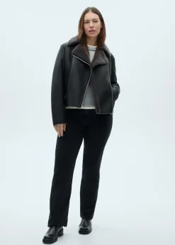 MANGO Płaszcze|Kurtki*Kurtka ze sztucznej skóry z kożuszkiem