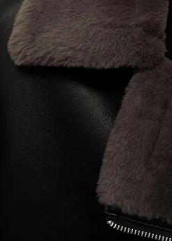 MANGO Płaszcze|Kurtki*Kurtka ze sztucznej skóry z kożuszkiem