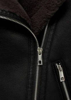 MANGO Płaszcze|Kurtki*Kurtka ze sztucznej skóry z kożuszkiem