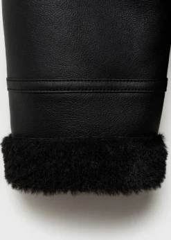 MANGO Płaszcze|Kurtki*Kurtka ze sztucznej skóry z kożuszkiem