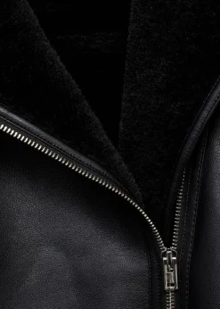 MANGO Płaszcze|Kurtki*Kurtka ze sztucznej skóry z kożuszkiem