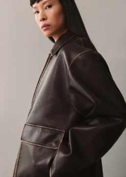 MANGO Kurtki*Kurtka ze sztucznej skóry z kontrastowymi szwami