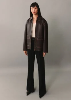 MANGO Kurtki*Kurtka ze sztucznej skóry z kontrastowymi szwami