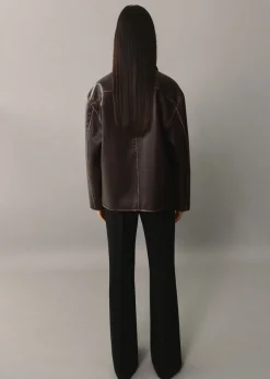 MANGO Kurtki*Kurtka ze sztucznej skóry z kontrastowymi szwami