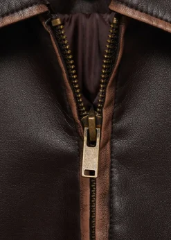 MANGO Kurtki*Kurtka ze sztucznej skóry z kontrastowymi szwami