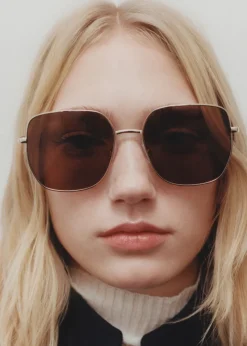 MANGO Okulary*Kwadratowe okulary przeciwsłoneczne w metalowej oprawce