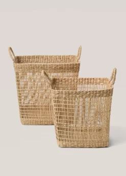 MANGO Kosze Do Sypialni|Kosze Do Salonu*Kwadratowy koszyk z naturalnych włókien 29 x 29 cm