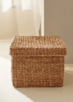 MANGO Kosze Do Sypialni|Kosze Do Salonu*Kwadratowy koszyk z pokrywą 33 x 25 cm