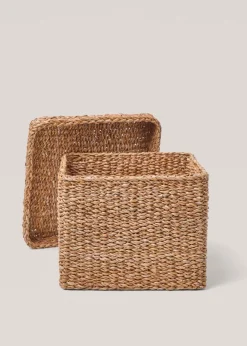 MANGO Kosze Do Sypialni|Kosze Do Salonu*Kwadratowy koszyk z pokrywą 33 x 25 cm