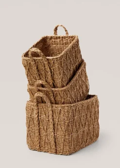 MANGO Kosze Do Sypialni|Kosze Do Salonu*Kwadratowy koszyk z uchwytami 42 x 32 cm