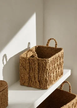 MANGO Kosze Do Sypialni|Kosze Do Salonu*Kwadratowy koszyk z uchwytami 32 x 24 cm