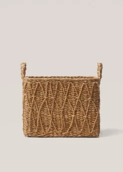 MANGO Kosze Do Sypialni|Kosze Do Salonu*Kwadratowy koszyk z uchwytami 32 x 24 cm