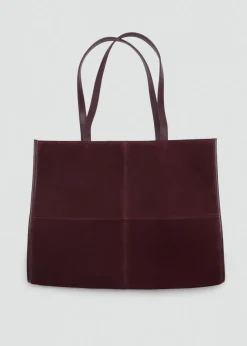 MANGO Torebki|Akcesoria Skórzane*Leather shopper bag with stitching