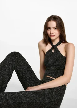 MANGO Spodnie*Legginsy flare z lureksu