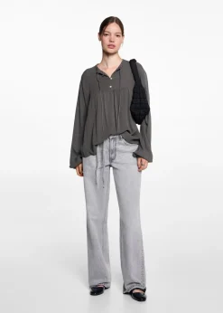 MANGO Koszule I Bluzki*Lejąca bluzka z wiązaniem pod szyją