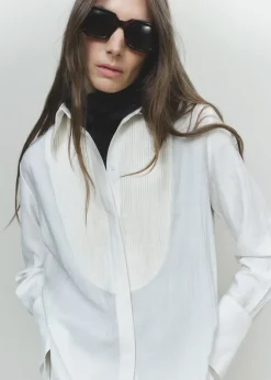 MANGO Koszule I Bluzki*Lejąca koszula z kontrastową wstawką