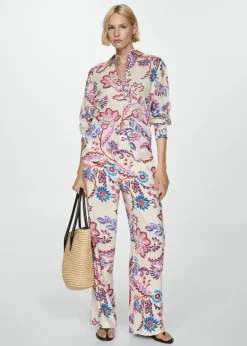 MANGO Koszule I Bluzki*Lejąca koszula z kwiatowym wzorem
