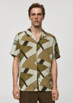 MANGO Koszule*Lejąca koszula z nadrukiem i kołnierzykiem bowling