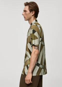 MANGO Koszule*Lejąca koszula z nadrukiem i kołnierzykiem bowling