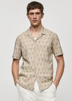 MANGO Koszule*Lejąca koszula z nadrukiem i kołnierzykiem bowling